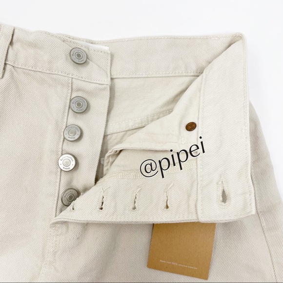 Reformation Amy Button Fly High Rise Jean Shorts Denim Bone Khaki 25 NWT - Picture 9 of 9